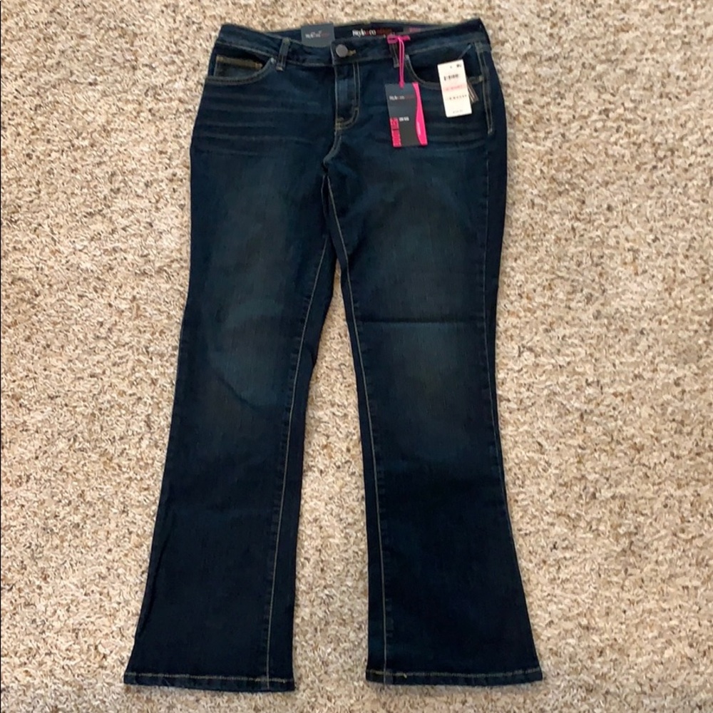 Boot leg, low rise denim jeans